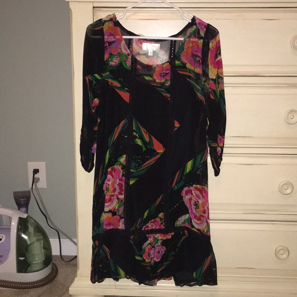 Floral sheer dress with attached slip